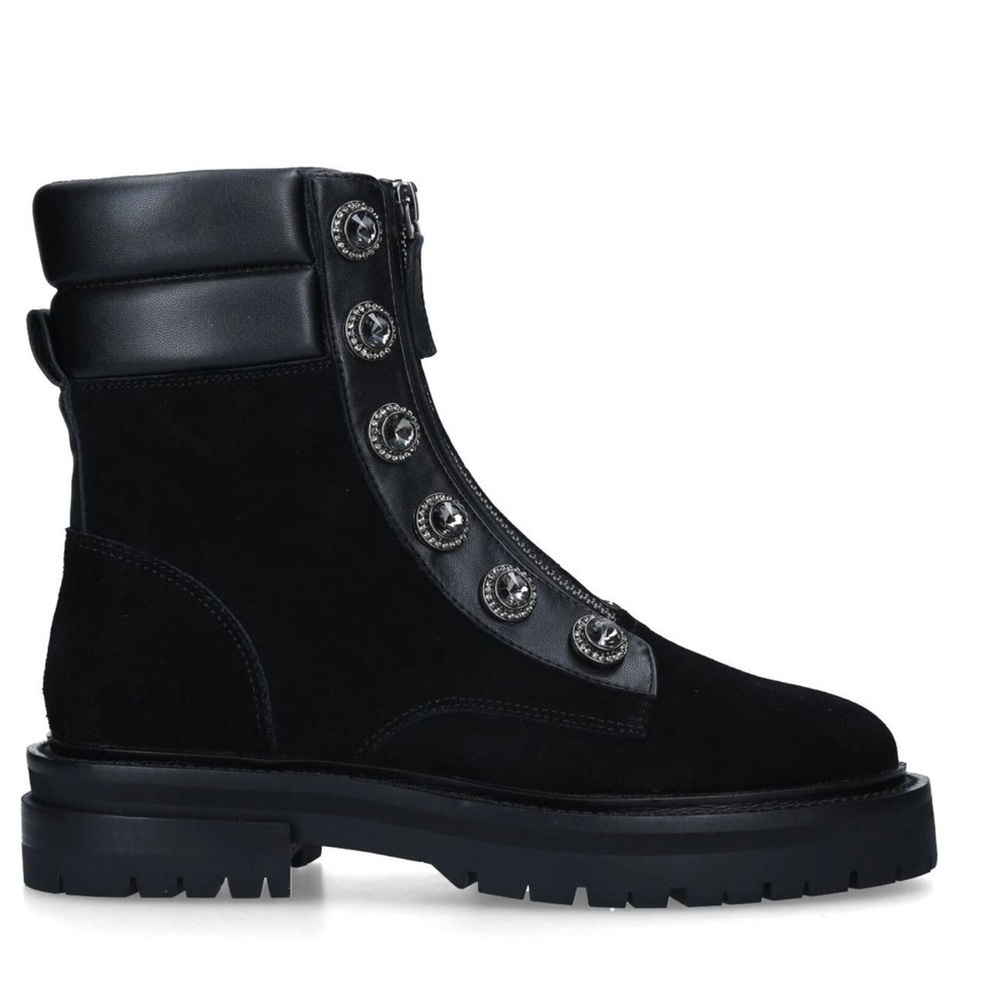 Kurt Geiger London Black Bobby Suede Biker Boots 6.5 NEW - no box